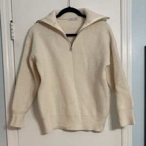 Zip-Up Cream Sweater